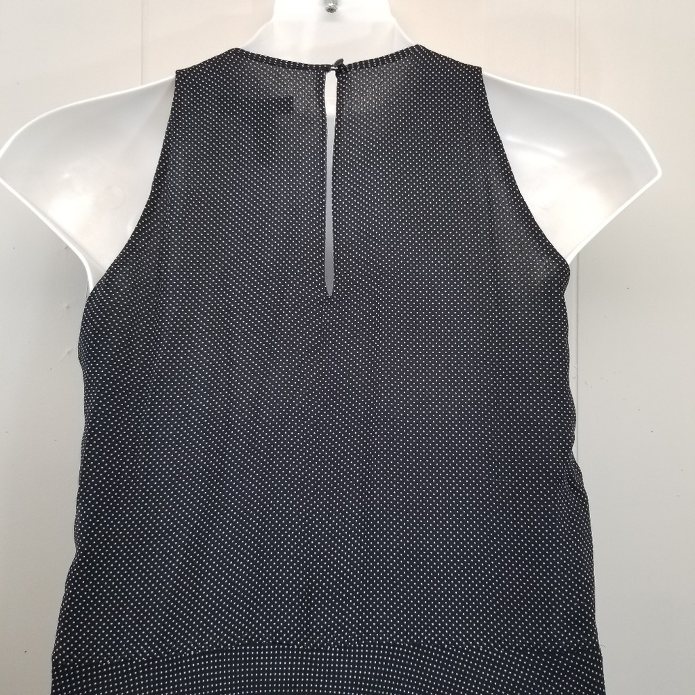Ralph Lauren 14 Silk Dress Flare Polka Dot Ruffle Sleeveless Cruise Party - Picture 6 of 7